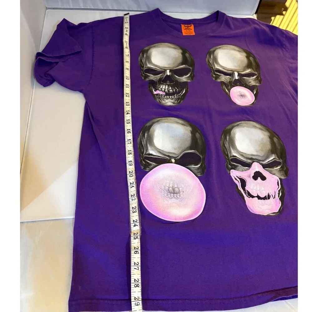 Unique Adult Unisex Happy Halloween Graphic‎ T-Shirt Skull Bubble Gum Purple XL
